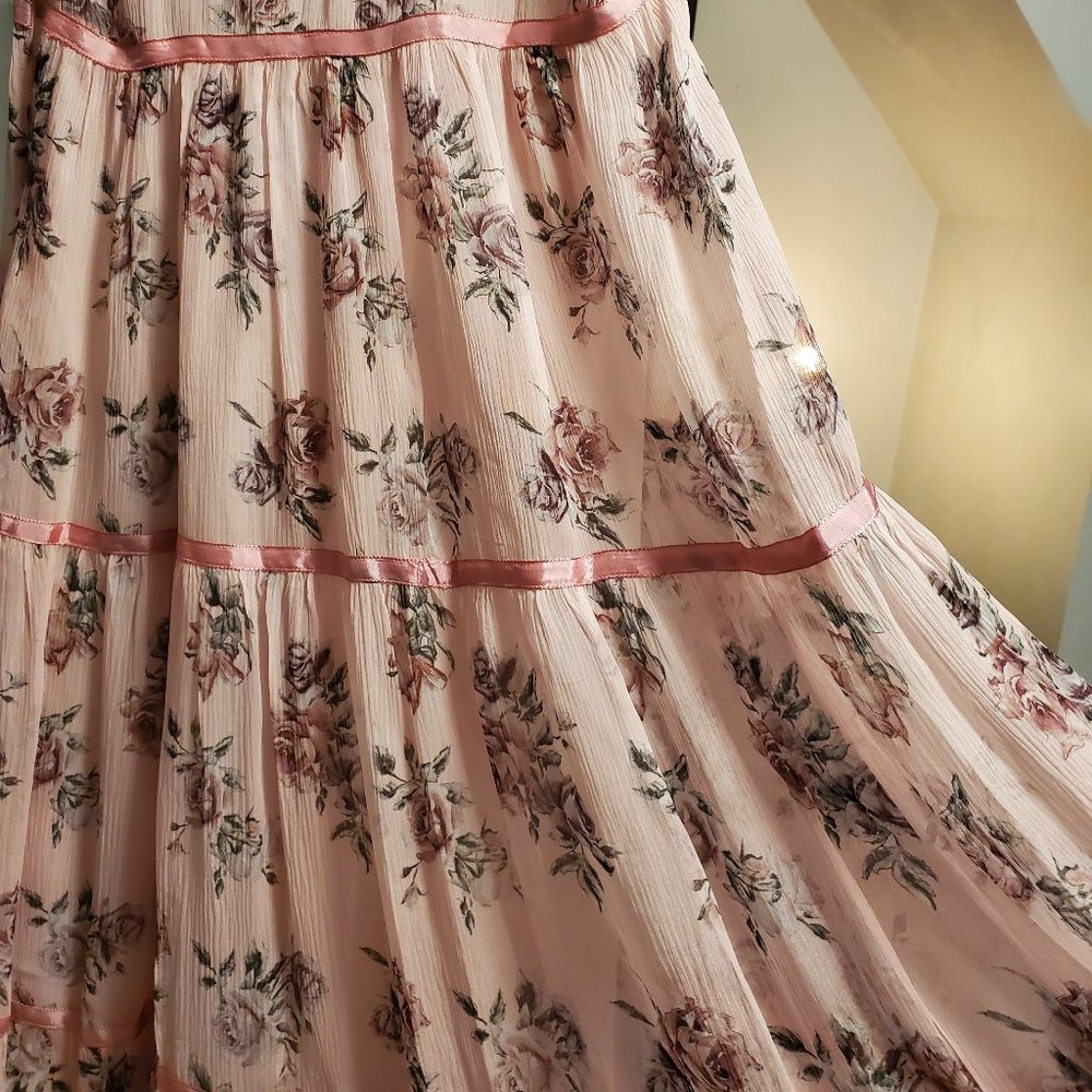 LoveShackFancy Audra Silk Midi Dress in Pink Canopy - Picture 9 of 14